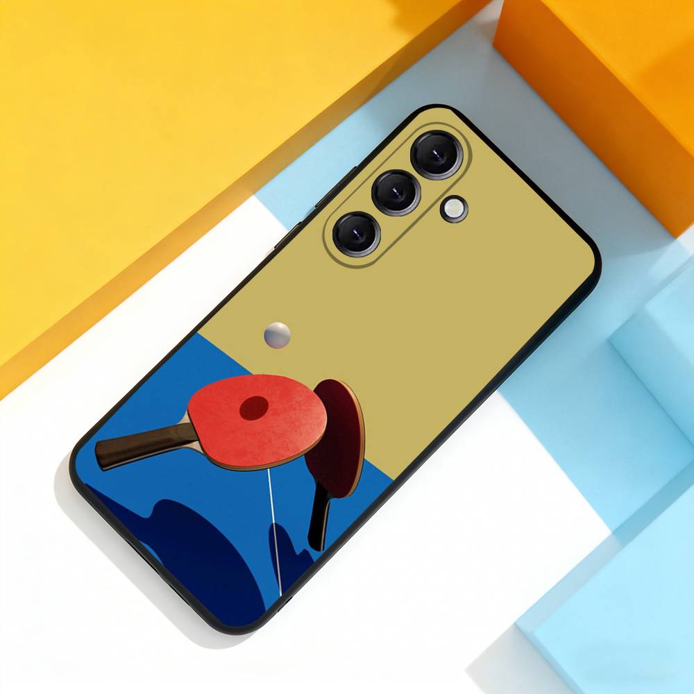 Table Tennis Racket Cool Phone Case For Samsung Galaxy A 73,72,51,53,52,71,22,5G,Note,J7,8,9 Soft Precise Hole Black Cover