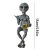 Funny Alien Statue Sculpture Garden Landscaping Yard Art Ornament Resin Beer Drinking Alien Sculpture Desktop Decoration