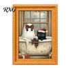 Christmas Gift for Family Halloween Refrigerator Magnets, Cute Cat Ghost Bathing Picture Frame Retro Funny Home Decorations Highland Cow Magnetic