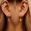 Fashion Moon Asymmetric Earrings for Woman Trendy Geometric Pendant Dangle Female Jewelry