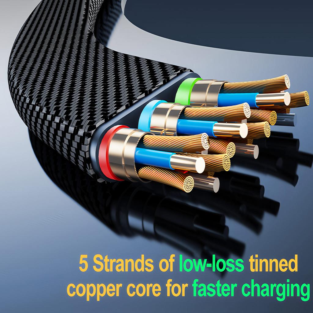 4 In 1 PD 65W 27W Fast Charging USB C Cable, Dual Connector USB IOS Mecha Style Cable For iPhone 15 Samsung Xiaomi
