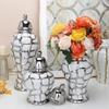 Ceramic General Pot Silver Grid Porcelain Ginger Jar Storage Tank with Cover Flower Vase Home Furnishing Decoration Vases Pots