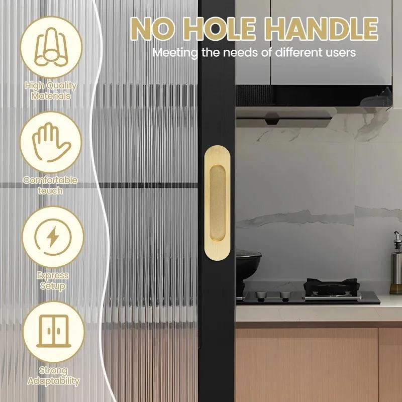 4Pcs Sliding Door Hardware Handle Door Knobs,Self-adhesive Pulls for Kitchen Cabinet Window Glass, No Punching Furniture