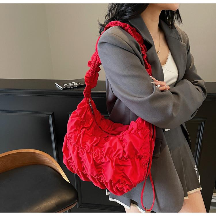 Simple Water Deli Shape Nylon Crossbody Bag With Zipper Pouch For Daily Use