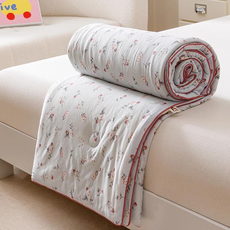 Cool Summer Quilt - Class A Milk Silk & Knitted Cotton (20% Soybean, Ultra-Soft Air-Con Bedding)