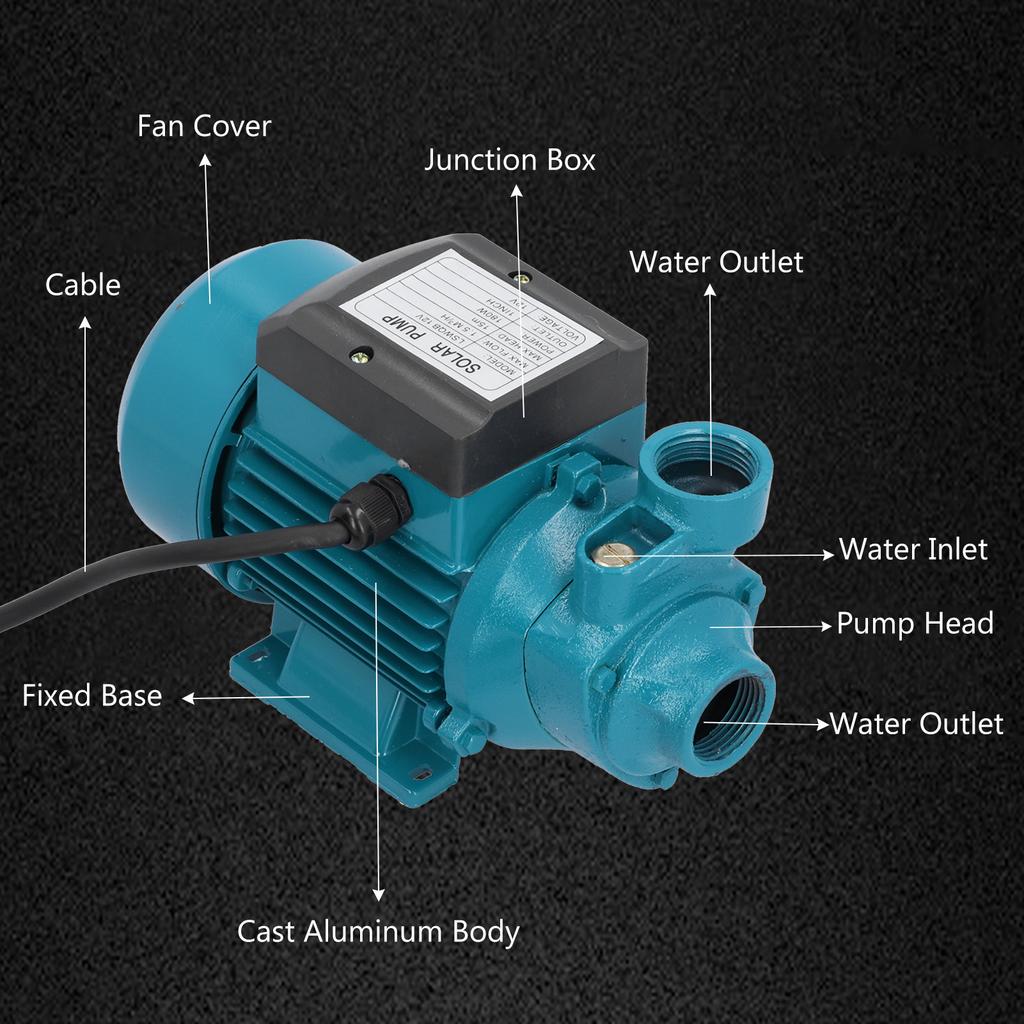 Motor Yatay Tek Emişli Sulama Su Pompası Tek Kutuplu Pervane Aleti 15m 180W DC12V