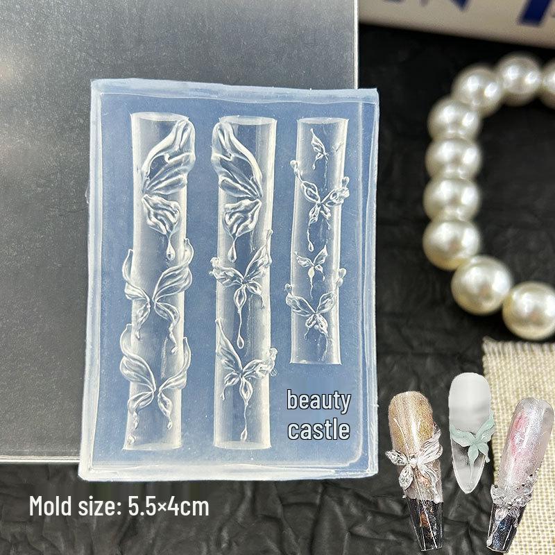 High Transparency Ice Flower Embossed Crystal Butterfly Nail Art Gel Mold