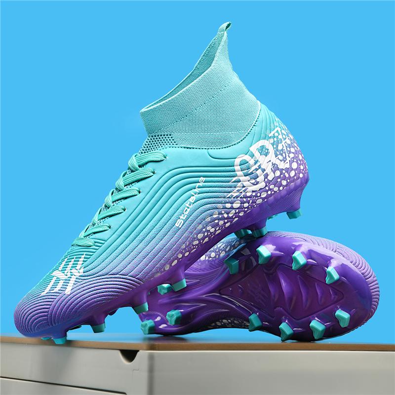 Mens Soccer Shoes High Top Athletic Professional Outdoor Field Training Football Shoes Grass Futsal Court Football Boot for Men