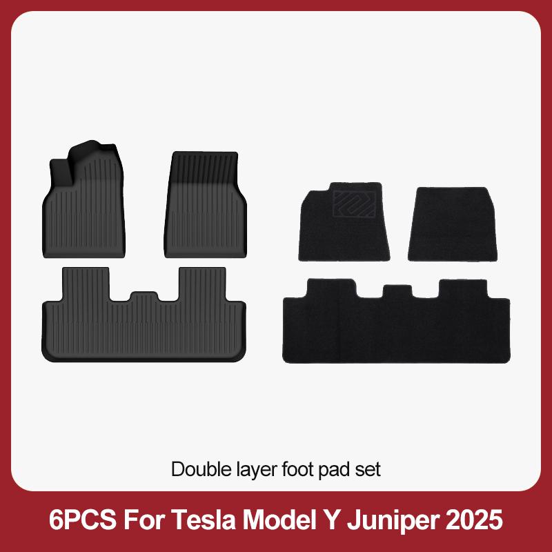 Car Floor Mats For 2026 2025 New Tesla Model Y Juniper All Weather TPE Floor Mat Cargo Liner Rear Trunk Mat Frunk Backrest Mats
