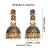Ethnic Gold Color Big Bell Dangle Earrings for Women Vintage Jewelry Pink Zircon Hollow Bells Carved Earrings Indian Earrings