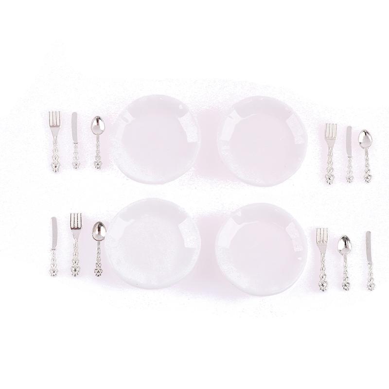 1:12 Dollhouse Miniature Plate Knife Fork Spoon Set Doll Kitchen Tableware Decor