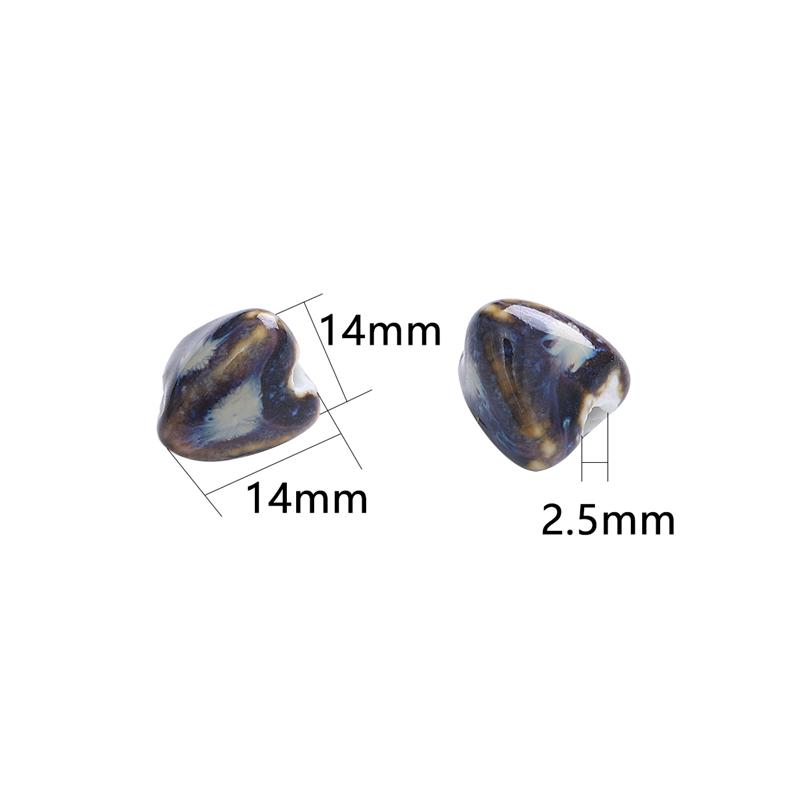 5 Stück Blumenglasur-Porzellanperlen Zongzi-Form Keramikperlen für die Schmuckherstellung DIY Charms Armband Halskette Basteln Loch 2,5 mm
