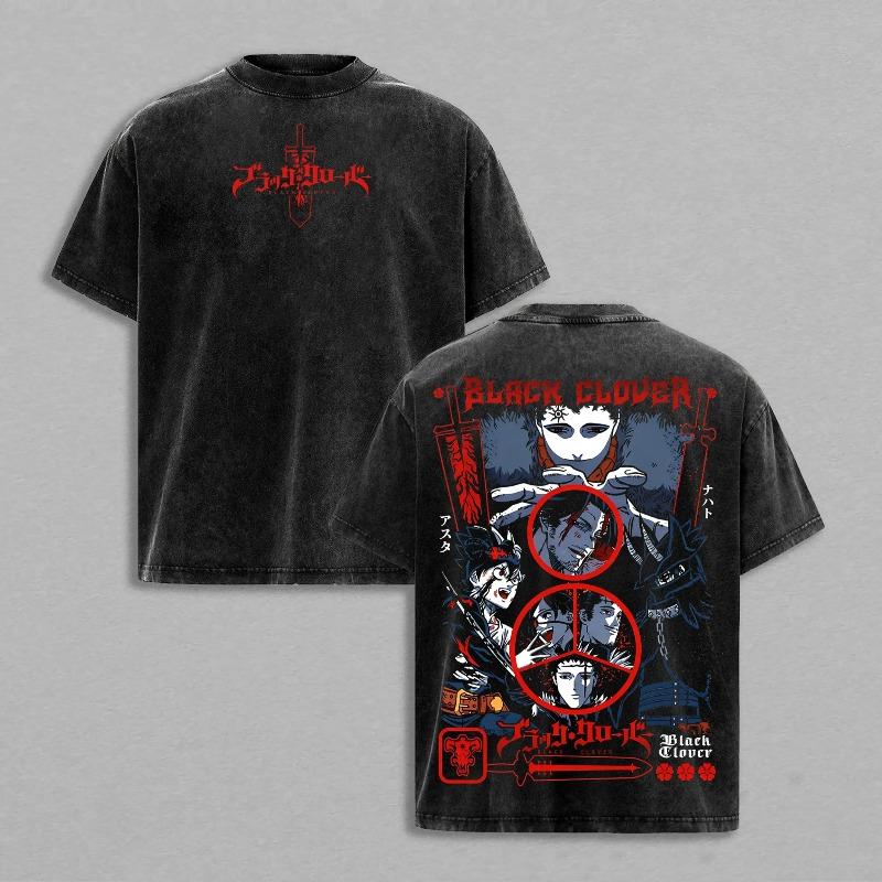 

Black Clover Anime T Shirt Men s Clothing Gothic Y2k Vintage Washed T-shirt Casual Short Sleeve Cotton Oversized Tees Tops S