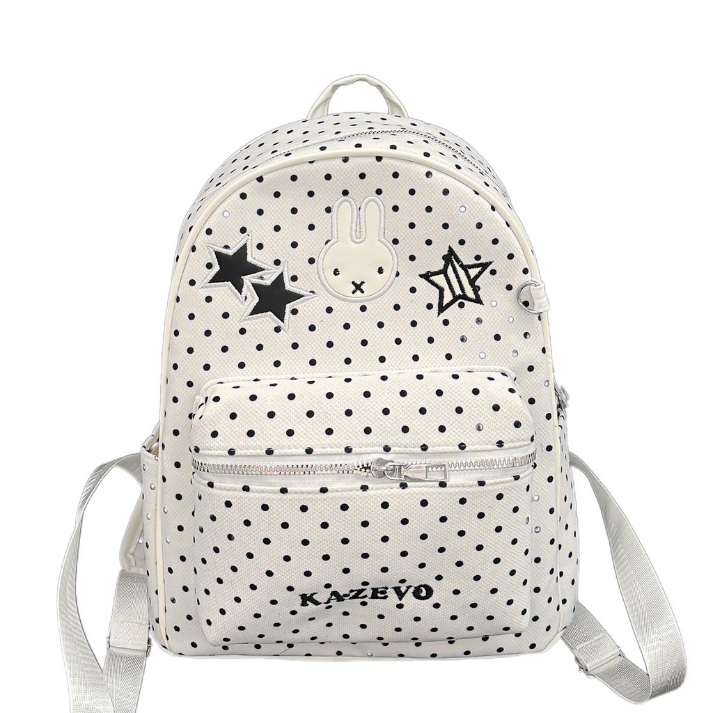 Schoolbag new high-value cute polka dot Miffy rabbit backpack Korean girl backpack large capacity light commuter schoolbag