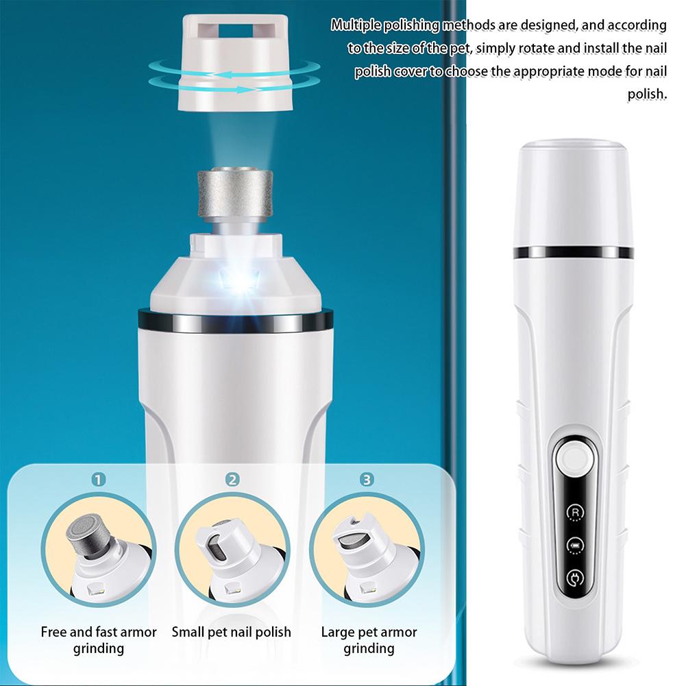 Pet Nail Grinder With LED Light Professional Rechargeable Pet Paws Grooming Tool For Small Medium Large Pet Nail Clippers