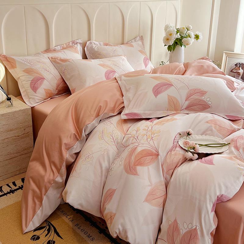 Pure Cotton Fresh Style Bedding Set: Modern Minimalist Duvet Cover, Sheet & Fitted Sheet for Spring/Summer