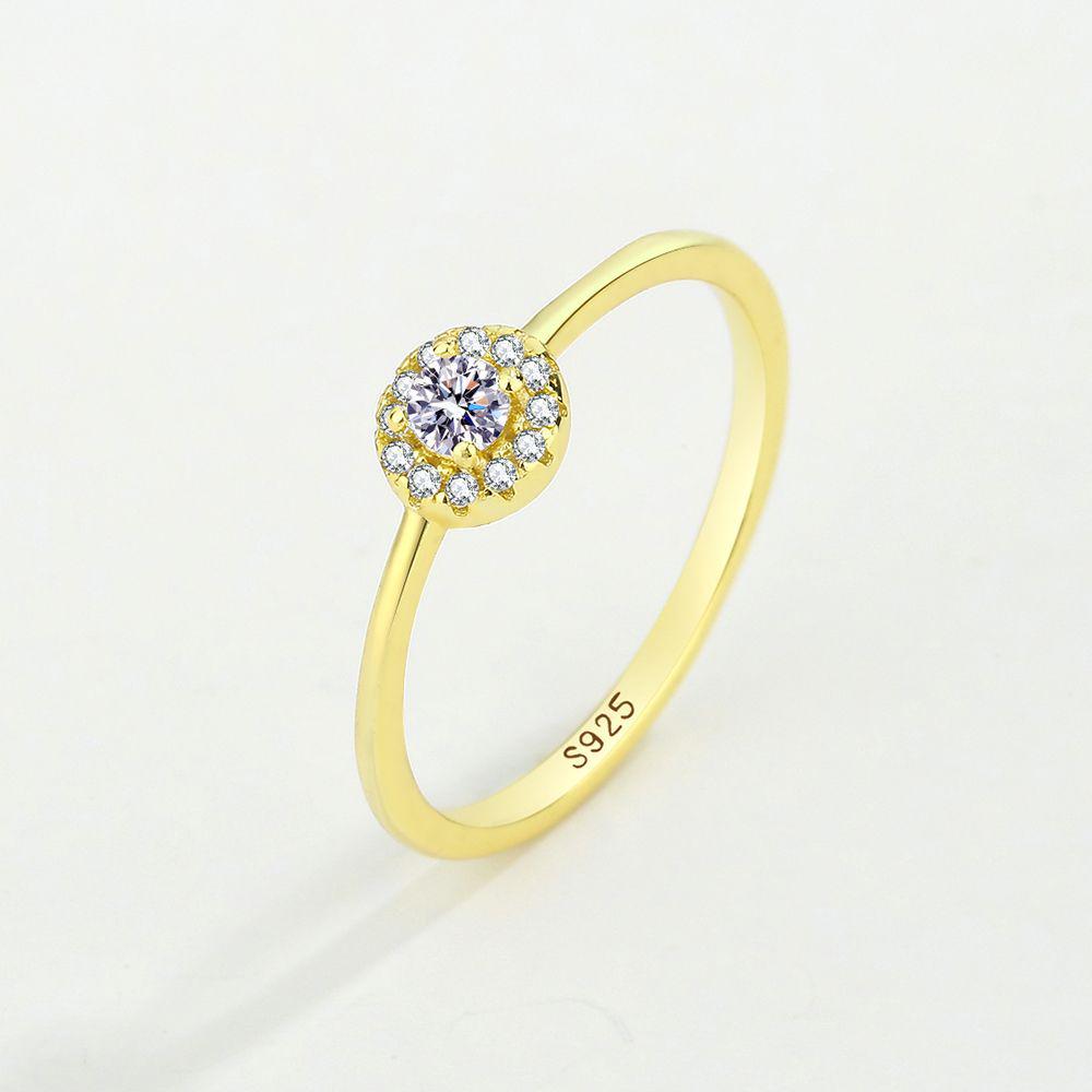 

14K Minimalist S925 Women s Zircon Ring - Non-fading, High-end Jewelry Size 6