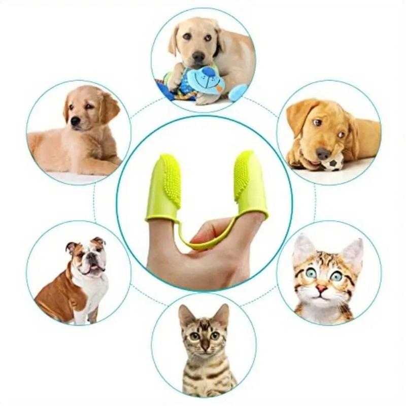 3pcs Dog Soft Double Finger Toothbrush Pet Teeth Clean Bad Breath Care TPR Tooth Brush Clean Tool Cats Toothbrush Accessories