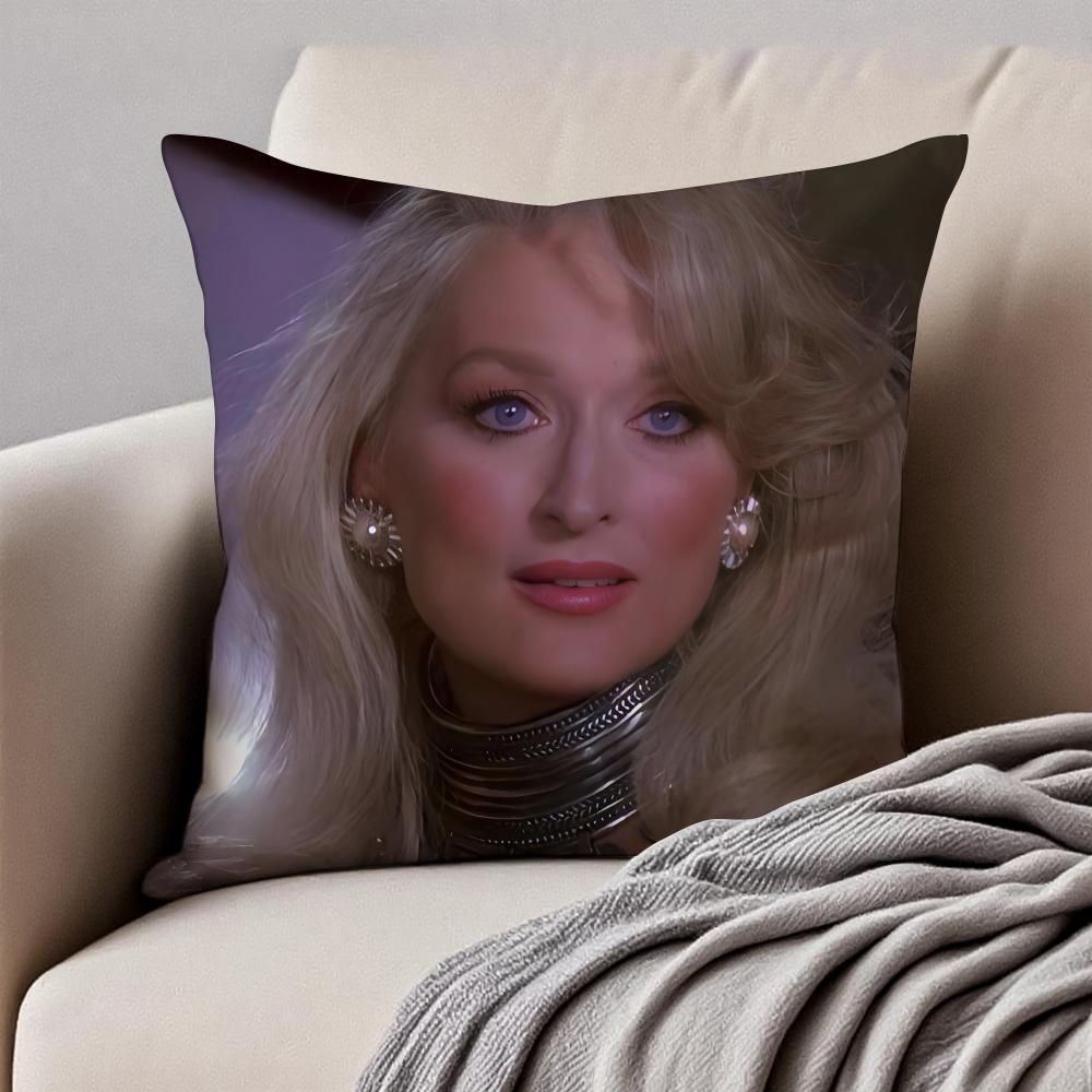 MMeryl Streep Cushion Cover Pillowcase Antidustmite Invisible Zipper Short Plush Sofa Cushion
