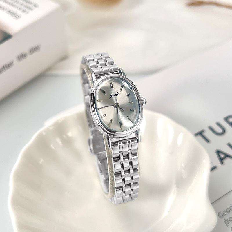 Simple And High-Value Steel Belt Women'S Watch, Small And Exquisite Oval Waterproof Watch, Student Quartz Watch
