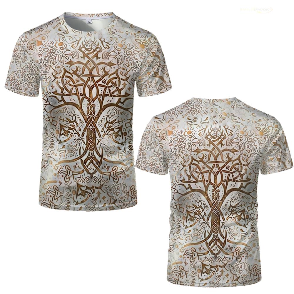 Summer Round Neck 3D Retro Print Top Fashionable Casual Short Sleeved Men's T-shirts