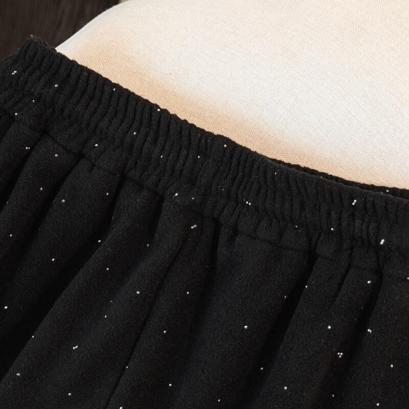 Women's Rhinestone Drawstring High-Waist Lined Wide-Leg Pants