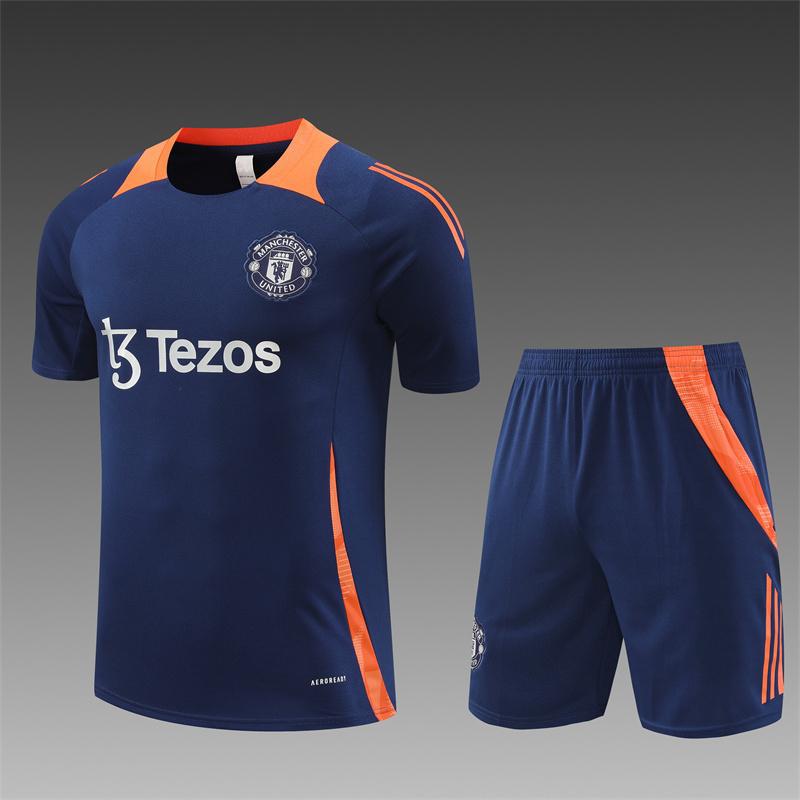 Manchester United Football Suit Custom Autumn And Winter Long-Sleeved Half-Pull Pre-Game Warm-Up Children'S Short-Sleeved Training Suit