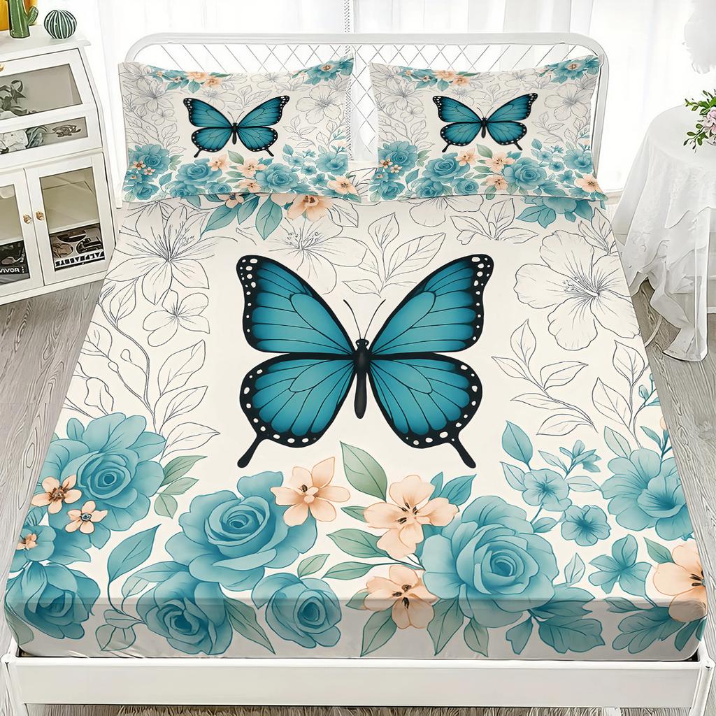 3Pcs Dreamy Beautiful Butterfly Printed Coreless Bed Sheet Set In Multiple Size Comfortable Bed Cover Bedroom Bedding Decoration