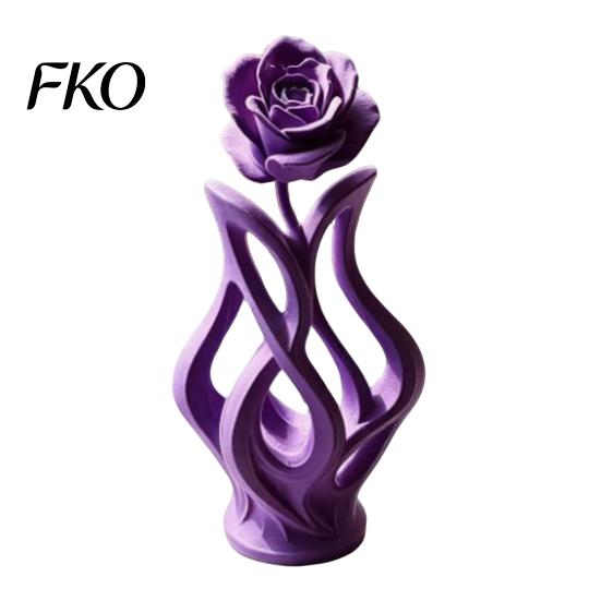 Platzsparende Schreibtischdekoration 3D-gedruckte Rosen-Skulptur, Hohlvase Blumenkunst-Figur mit matter Oberfläche, Künstlerische Blumenskulptur Minimalistisch