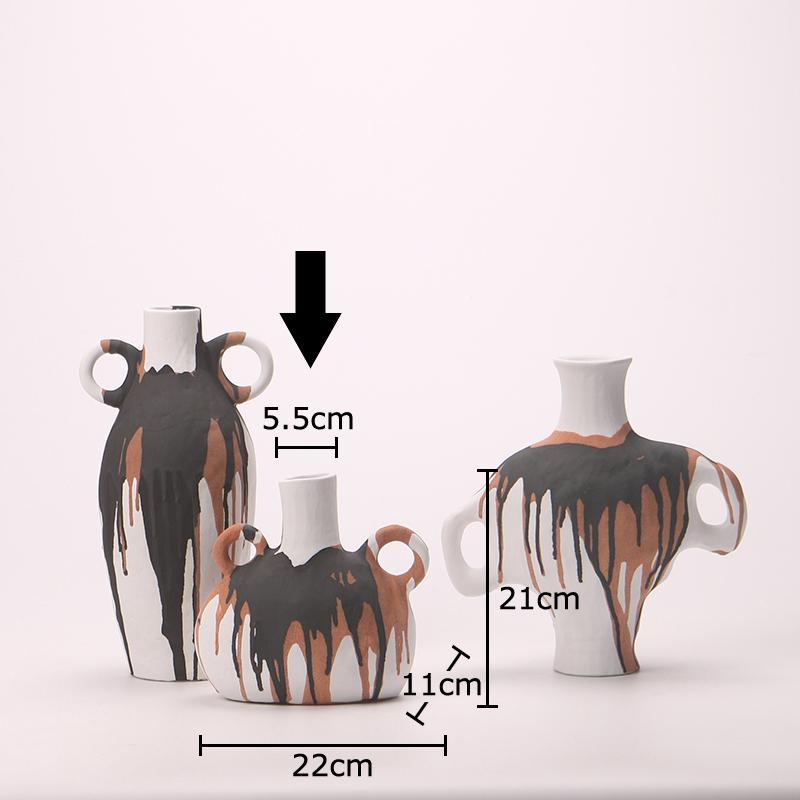

Retro Ink Texture Ceramic Vase Porcelain Plant Pots Table Decoration Flowers Arrangement Floral Vases Room Aesthetic Decor