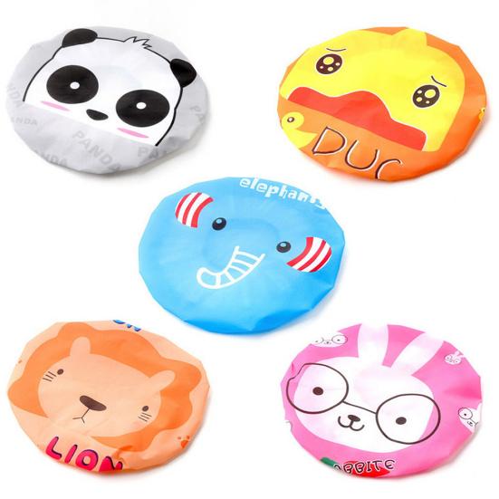 Kid Cartoon Cute Animal Print Shower Cap Bathing Salon Waterproof Hair Hat