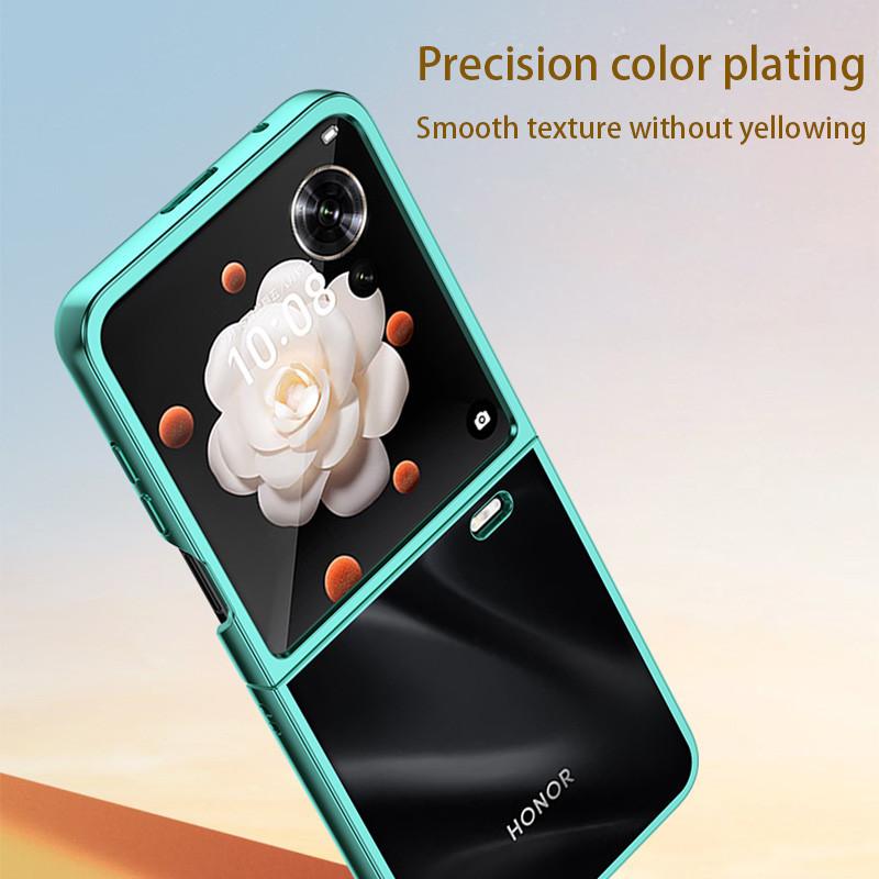 Case For Honor Magic V Flip MagicV VFlip Ultra Thin Hard Electroplated Color / Split Body Transparent Cover Protection Shockproof Back Anti Drop Shell
