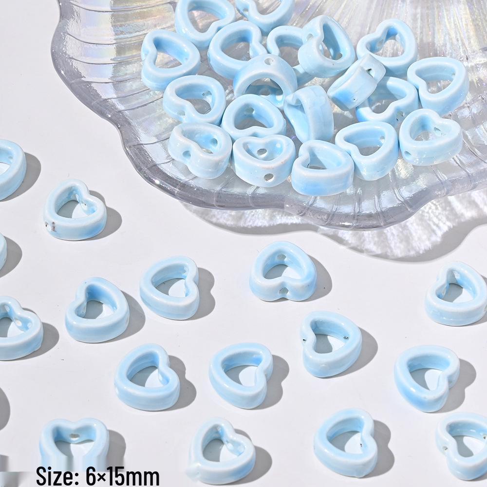 Blue Series Japanese Ceramic Seashell & Heart Beads for DIY Jewelry