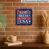 2D Flat 1pc Patriotic "God Bless The USA" Aluminum Plaque, Weatherproof Hanging Metal Sign with Stars, Rustic Americana Wall Decor for Home Porch