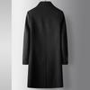 Men's Coat Autumn and Winter Long Double-breasted Handmade Wool Trench Coat, Youth Business Double-sided, Solid Color Warm Coat