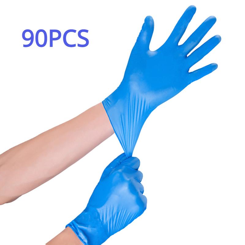 90/60/30PCSDisposable Blue Nitrile Gloves Waterproof Cleaning Gloves Suitable for Kitchen Cleaning Hairdressing Beaut Tattoo