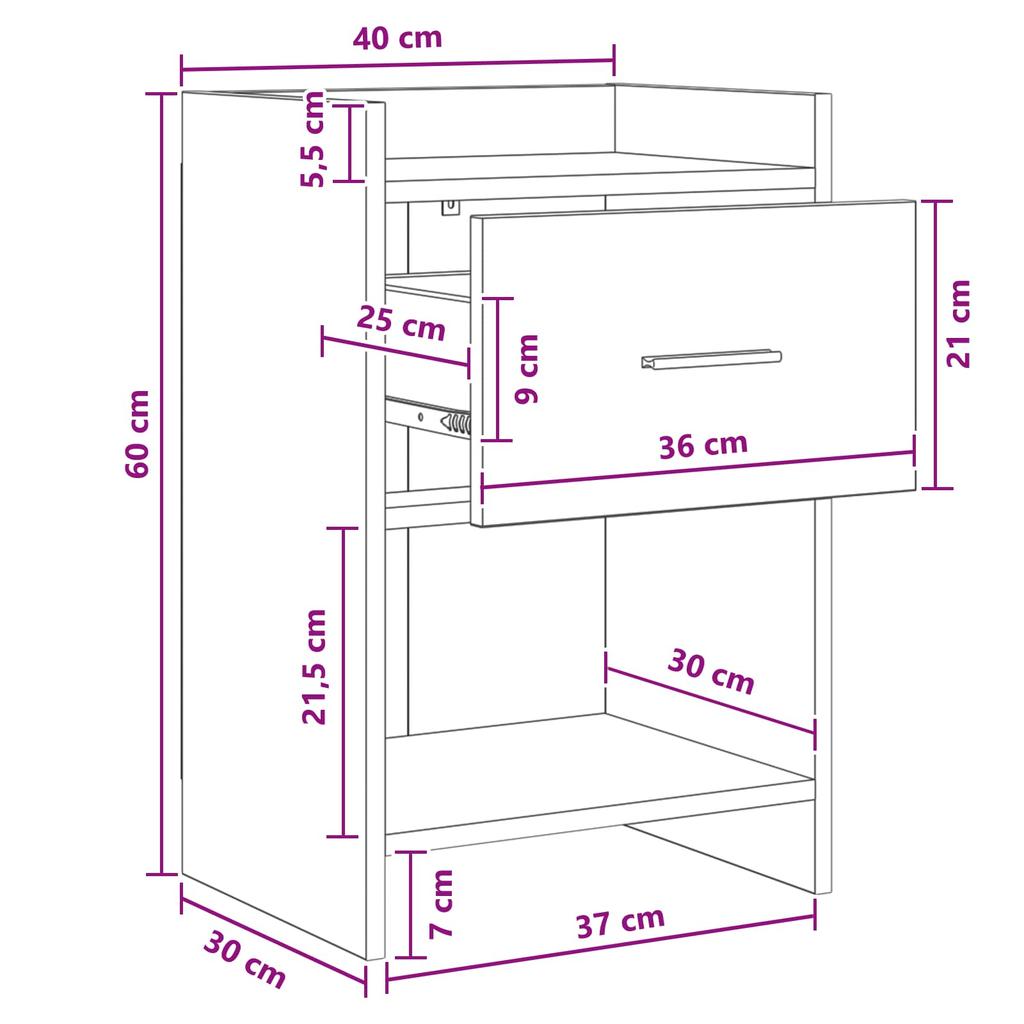 Nightstands 2 pcs White 40 x 30 x 60 cm Engineered Wood