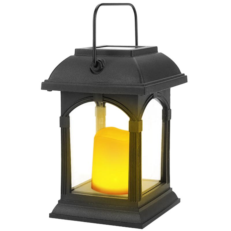 Retro Led Solar Candle Lights With Handle Ip44 Waterproof Outdoor Garden Hanging Decorative Table