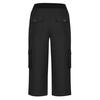 Women Cropped Pants Elastic Waist Adjustable Drawstring Hiking Cargo Pants with Multi