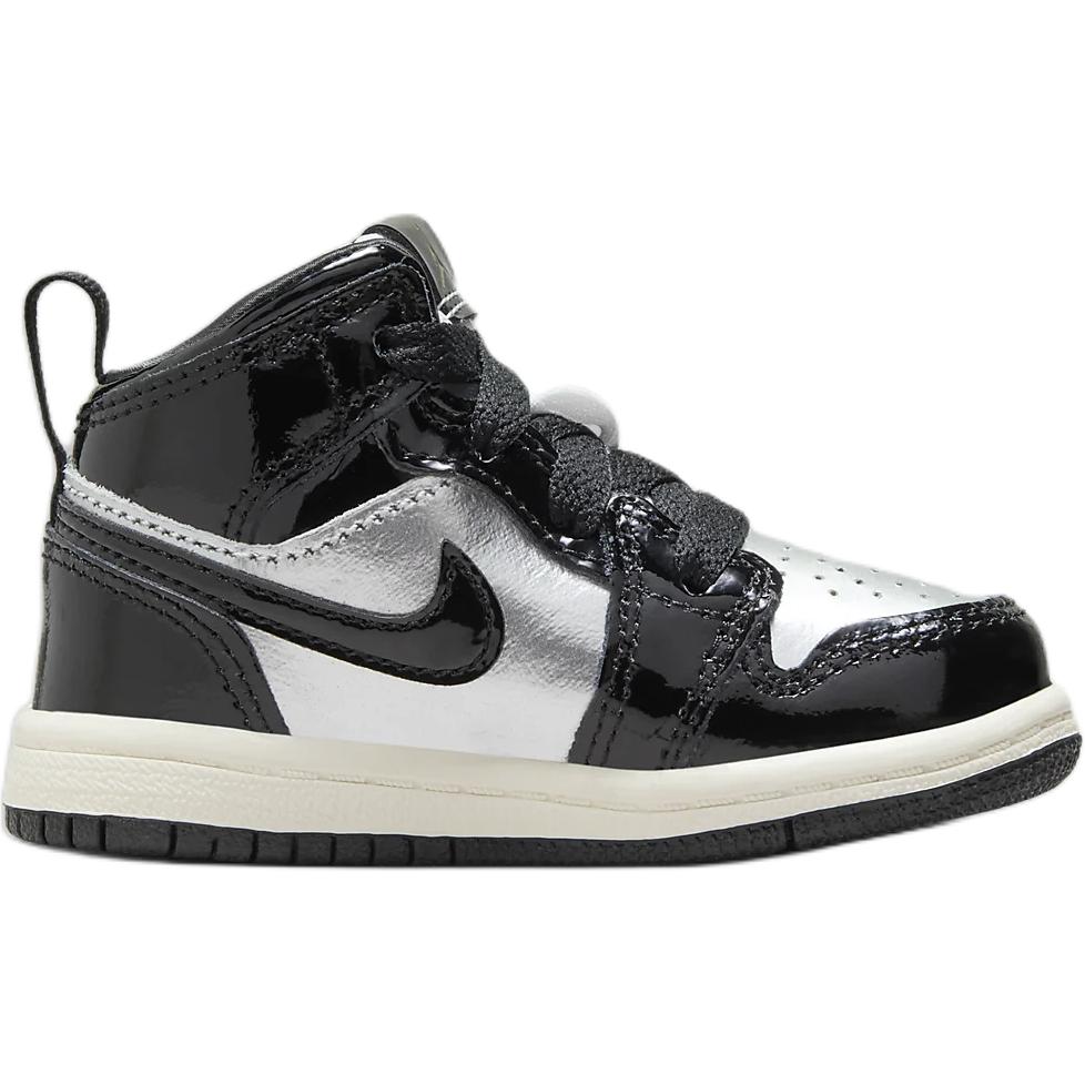 Air Jordan 1 Mid SE TD Black Metallic Silver Baby Sneakers Sail Metallic-Gold FZ3939-001