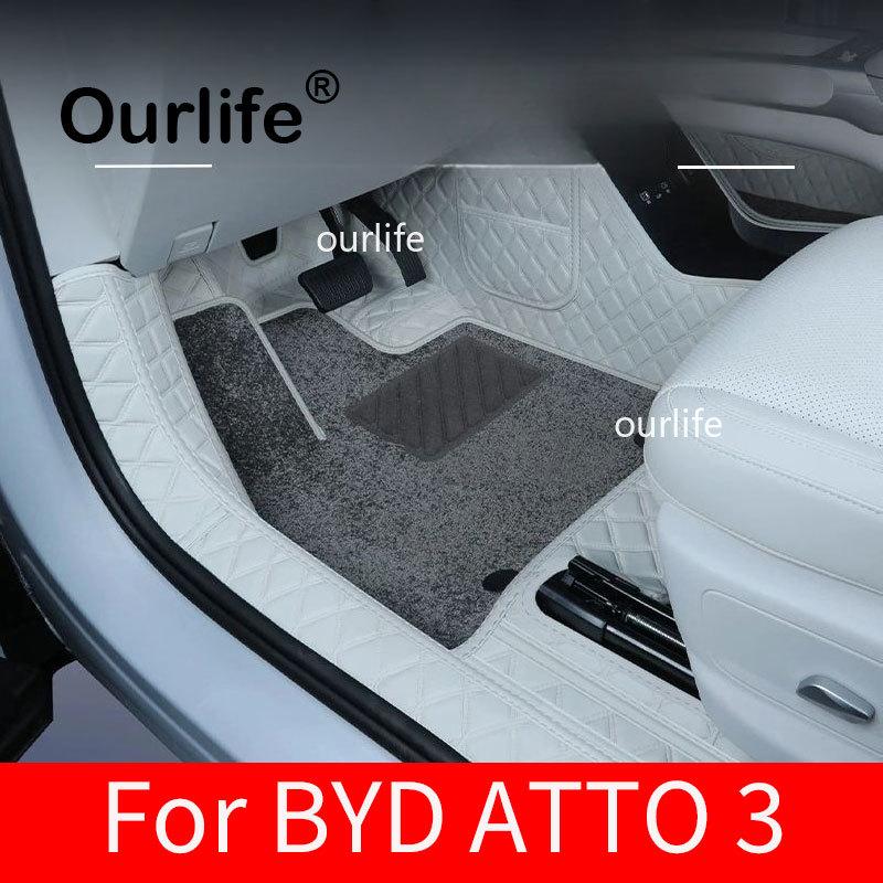 For BYD ATTO 3 EVO EV YUAN PLUS 2026 2027 Floor Mats Leather Durable Cargo Liner Boot Carpets Interior Cover Accessories