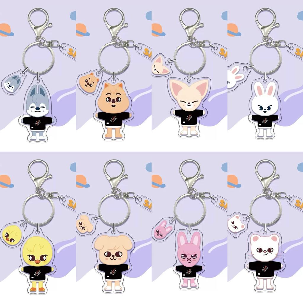 K-Pop Straykids Skzoo Cute Animation Acrylic Double Sided Keychain Pendant Bag Accessories Diy Accessories Animation Anime