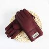 Winter Thickened Children's Sheepskin Fur Gloves Boys and Girls Windproof Warm Students Cold-Proof Leather Finger Gloves