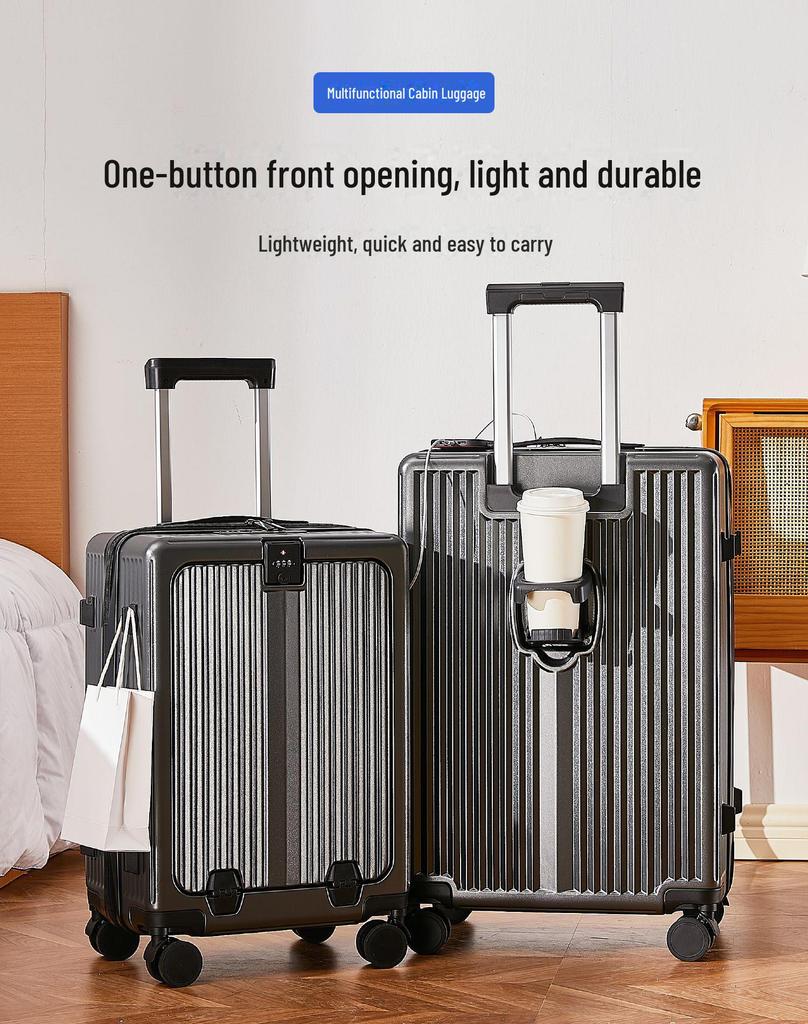 Yongsheng 20" Cabin Suitcase with Universal Wheels, Anti-Fall, 24" Optional, Front-Opening Trolley Case, Secure Lock.