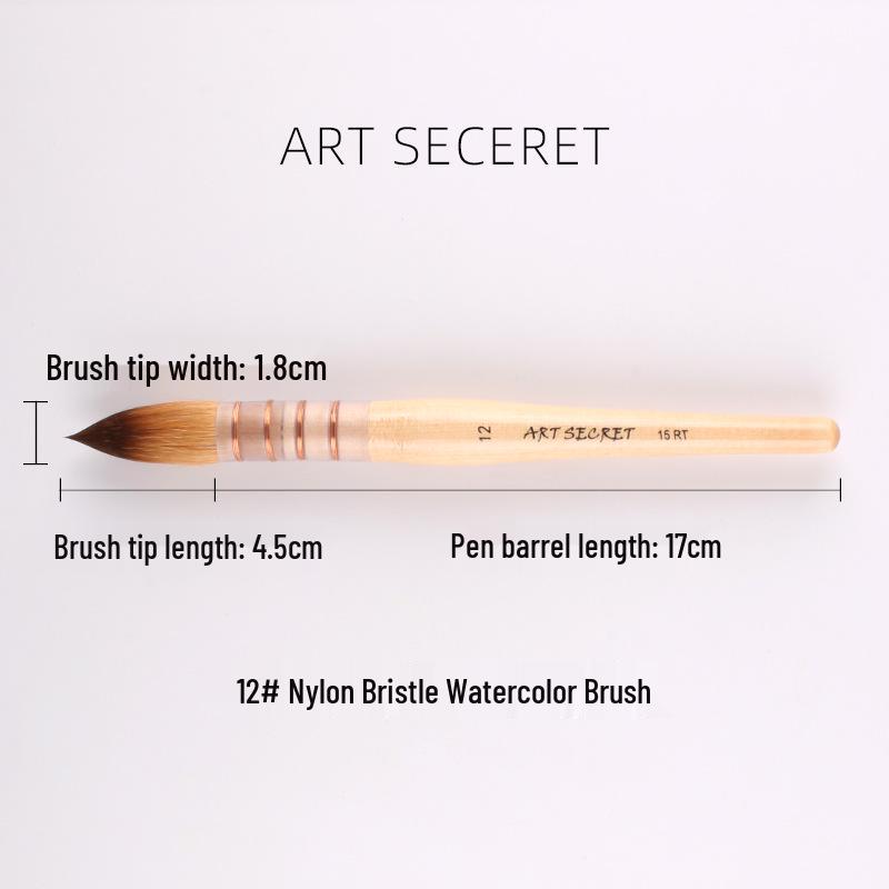 Korean ArtSecret Academy Grade Red Wood Handle Nylon Watercolor Brush 15RT