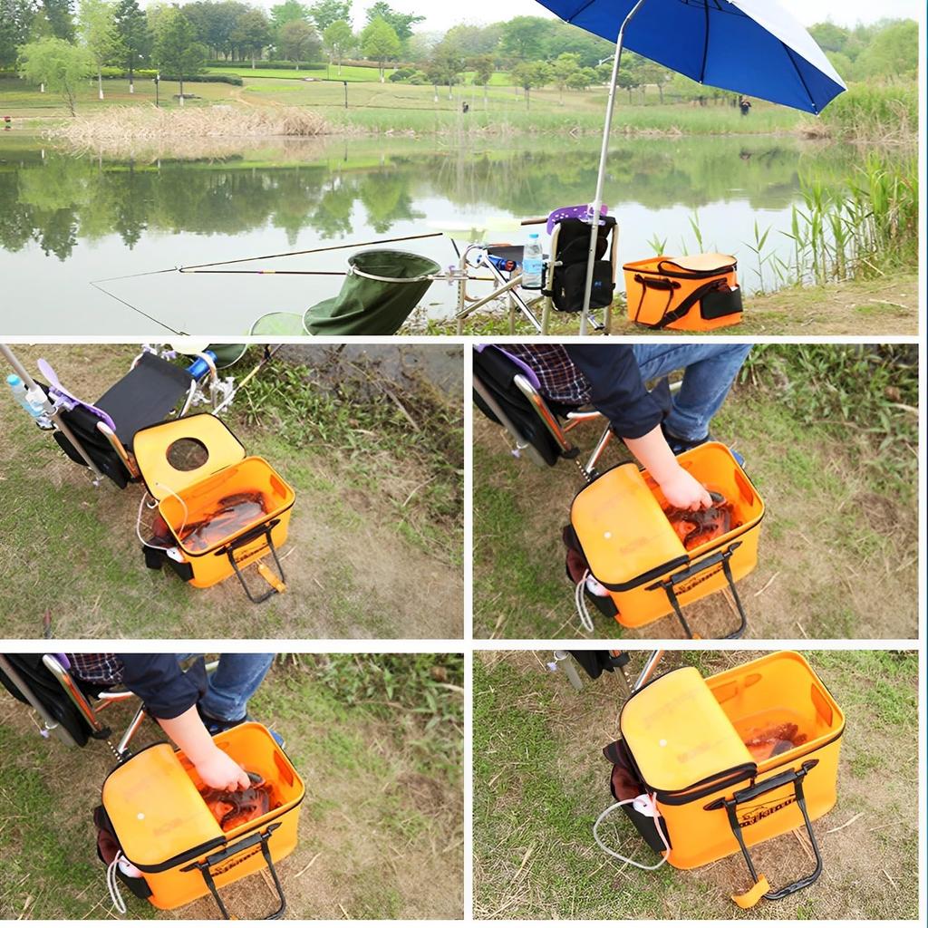 MIMIA Eimer- und Rutenhalter-Set, Angelausrüstung, für Felsenfischen, Angeln, Katastrophenvorsorge, Angelruten-Set, Wasserschöpfer, Faltangeln