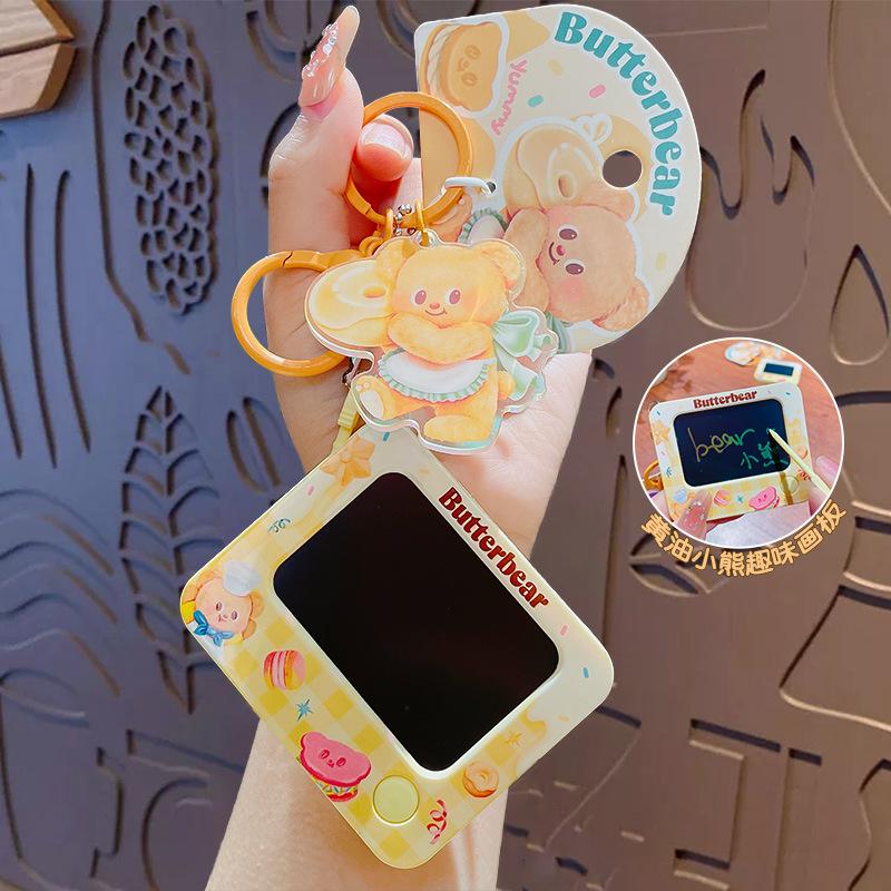 Butter Bear Fun Graffiti Drawing Board Keychain Female Couple Cartoon Schoolbag Keychain Pendant Small Gift