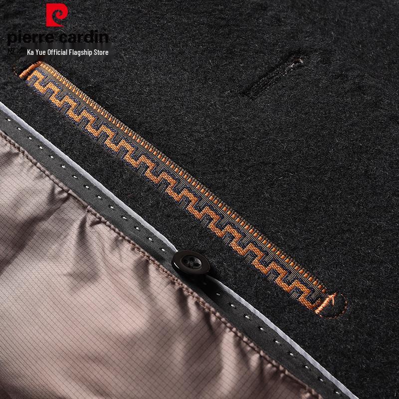 Pierre Cardin Men's Mid-Length Wool Cashmere Blend Coat with Removable Down Liner