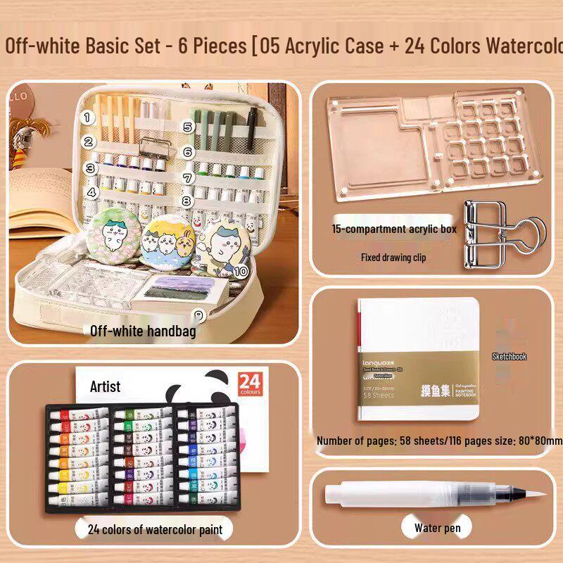Portable Watercolor Sketch Set: Mini Paint Box, Storage Bag & Travel Journal