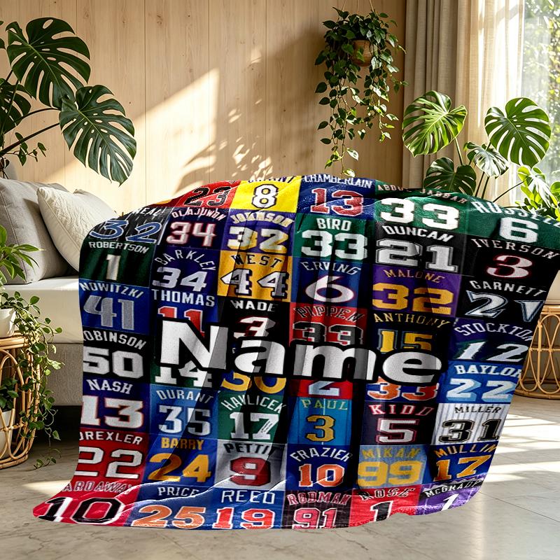 Custom Name Personalized NBA Print Blanket, Home Decor, Bedroom, Sofa, Camping, Couch, Gifts for Birthday Christmas